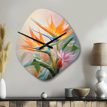Birds Of Paradise Romantic IV - Asymmetric Metal Wall Clock
